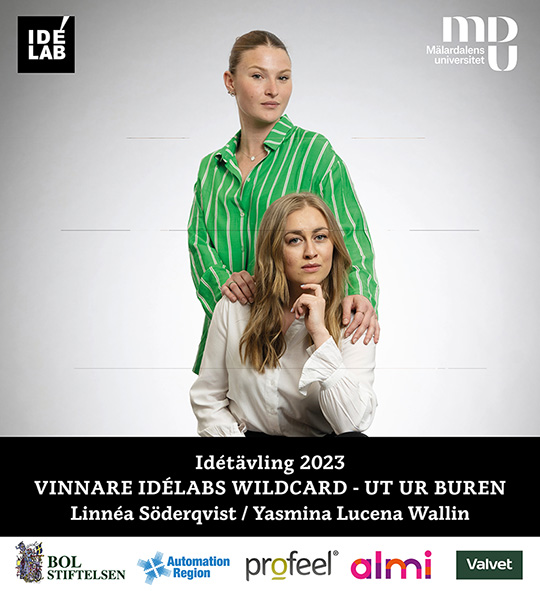 Bild på Linnéa Söderqvist och Yasmina Lucena Wallin samt samarbetspartnernas loggor
